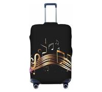 GDSHJKLW Novel Music Note Travel Luggage Cover Suitcase Protector Washable Elastic Suitcase Cover Anti-Scratch Luggage Protector X-Large Travel Suitcase Baggage Cover Fits 18-32 Inch Suitcase, Black