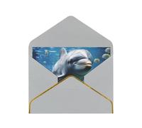GDSHJKLW Ocean Dolphin Looking at You Greeting Card with Light Grey Envelopes, 4x6 Thinking of You Cards Happy Birthday Wedding Invitation Blank Note Card for All Occasions