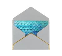 GDSHJKLW Ocean Sea Blue Mermaid Fish Scale Greeting Card with Light Grey Envelopes, 4x6 Thinking of You Cards Happy Birthday Wedding Invitation Blank Note Card for All Occasions