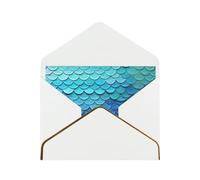GDSHJKLW Ocean Sea Blue Mermaid Fish Scale Greeting Card with White Envelopes, 4x6 Thinking of You Cards Happy Birthday Wedding Invitation Blank Note Card for All Occasions