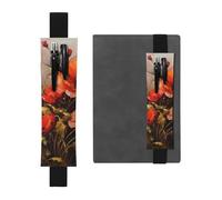 GDSHJKLW Oil Painting Red Flower Elastic Band Pen Holder Detachable Pu Leather Pen Sleeve Pouch Journal Pencil Holder Pencil Case Office Supplies Gift For Hardcover Journals Notebooks Planners