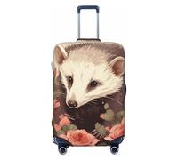 GDSHJKLW Opossum And Roses Travel Luggage Cover Suitcase Protector Washable Elastic Suitcase Cover Anti-Scratch Luggage Protector Travel Suitcase Baggage Cover Fits 18-32 Inch Suitcase, Black, L