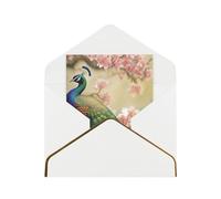 GDSHJKLW Oriental Peacock on Flower Tree Greeting Card with White Envelopes, 4x6 Thinking of You Cards Happy Birthday Wedding Invitation Blank Note Card for All Occasions