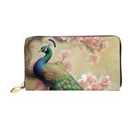 GDSHJKLW Oriental Peacock On Flower Tree Women Wallets Leather Zip Around Clutch Purses Waterproof Credit Card Holder With Phone Holder Ladies Travel Coin Purse