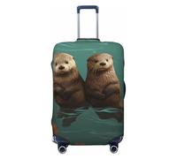 GDSHJKLW Otters In Love Travel Luggage Cover Suitcase Protector Washable Elastic Suitcase Cover Anti-Scratch Luggage Protector Travel Suitcase Baggage Cover Fits 18-32 Inch Suitcase, Black, M