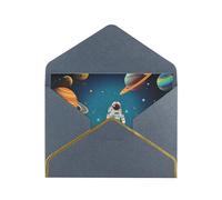GDSHJKLW Outer Space Rocket Astronaut Greeting Card with Black Envelopes, 4x6 Thinking of You Cards Happy Birthday Wedding Invitation Blank Note Card for All Occasions