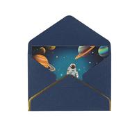 GDSHJKLW Outer Space Rocket Astronaut Greeting Card with Blue Envelopes, 4x6 Thinking of You Cards Happy Birthday Wedding Invitation Blank Note Card for All Occasions