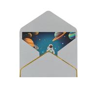 GDSHJKLW Outer Space Rocket Astronaut Greeting Card with Light Grey Envelopes, 4x6 Thinking of You Cards Happy Birthday Wedding Invitation Blank Note Card for All Occasions