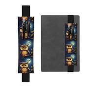 GDSHJKLW Owl And Yellow Moon Elastic Band Pen Holder Detachable Pu Leather Pen Sleeve Pouch Journal Pencil Holder Pencil Case Office Supplies Gift For Hardcover Journals Notebooks Planners