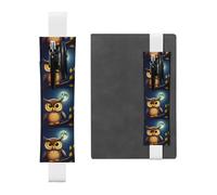 GDSHJKLW Owl And Yellow Moon Elastic Band Pen Holder Detachable Pu Leather Pen Sleeve Pouch Journal Pencil Holder Pencil Case Office Supplies Gift For Hardcover Journals Notebooks Planners