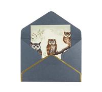 GDSHJKLW Owls on a branch Greeting Card with Black Envelopes, 4x6 Thinking of You Cards Happy Birthday Wedding Invitation Blank Note Card for All Occasions