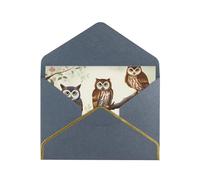 GDSHJKLW Owls on a branch Greeting Card with Black Envelopes, 4x6 Thinking of You Cards Happy Birthday Wedding Invitation Blank Note Card for All Occasions