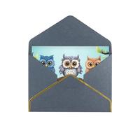 GDSHJKLW Owls on a branch Greeting Card with Black Envelopes, 4x6 Thinking of You Cards Happy Birthday Wedding Invitation Blank Note Card for All Occasions