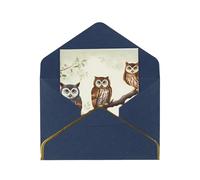 GDSHJKLW Owls on a branch Greeting Card with Blue Envelopes, 4x6 Thinking of You Cards Happy Birthday Wedding Invitation Blank Note Card for All Occasions