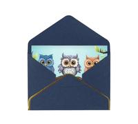 GDSHJKLW Owls on a branch Greeting Card with Blue Envelopes, 4x6 Thinking of You Cards Happy Birthday Wedding Invitation Blank Note Card for All Occasions