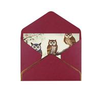 GDSHJKLW Owls on a branch Greeting Card with Dark Red Envelopes, 4x6 Thinking of You Cards Happy Birthday Wedding Invitation Blank Note Card for All Occasions