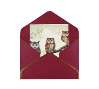 GDSHJKLW Owls on a branch Greeting Card with Dark Red Envelopes, 4x6 Thinking of You Cards Happy Birthday Wedding Invitation Blank Note Card for All Occasions