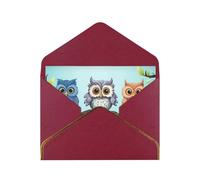 GDSHJKLW Owls on a branch Greeting Card with Dark Red Envelopes, 4x6 Thinking of You Cards Happy Birthday Wedding Invitation Blank Note Card for All Occasions