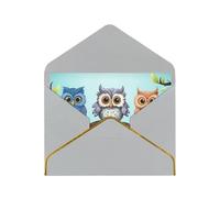 GDSHJKLW Owls on a branch Greeting Card with Light Grey Envelopes, 4x6 Thinking of You Cards Happy Birthday Wedding Invitation Blank Note Card for All Occasions