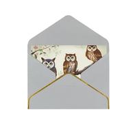 GDSHJKLW Owls on a branch Greeting Card with Light Grey Envelopes, 4x6 Thinking of You Cards Happy Birthday Wedding Invitation Blank Note Card for All Occasions