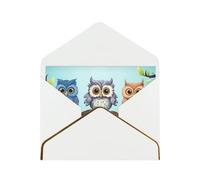 GDSHJKLW Owls on a branch Greeting Card with White Envelopes, 4x6 Thinking of You Cards Happy Birthday Wedding Invitation Blank Note Card for All Occasions