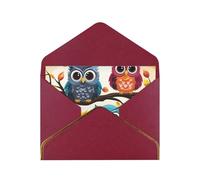 GDSHJKLW Owls on Tree Branches Greeting Card with Dark Red Envelopes, 4x6 Thinking of You Cards Happy Birthday Wedding Invitation Blank Note Card for All Occasions