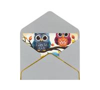 GDSHJKLW Owls on Tree Branches Greeting Card with Light Grey Envelopes, 4x6 Thinking of You Cards Happy Birthday Wedding Invitation Blank Note Card for All Occasions