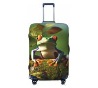 GDSHJKLW Peace Frog Tree Travel Luggage Cover Suitcase Protector Washable Elastic Suitcase Cover Anti-Scratch Luggage Protector Travel Suitcase Baggage Cover Fits 18-32 Inch Suitcase, Black, L