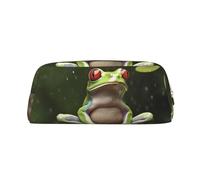 GDSHJKLW Peace Tree Frog Leather Pencil Case Large Capacity Pen Pouch,Zipper Makeup Bag For Women Men Travel Toiletry Bags Waterproof Cosmetic Bag Wide-Open Coin Pouch Purse, Gold, One Size