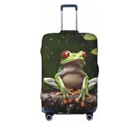 GDSHJKLW Peace Tree Frog Travel Luggage Cover Suitcase Protector Washable Elastic Suitcase Cover Anti-Scratch Luggage Protector Travel Suitcase Baggage Cover Fits 18-32 Inch Suitcase, Black, XL