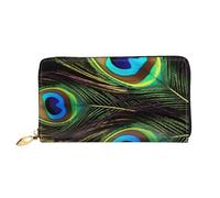 GDSHJKLW Peacock Feathers Women Wallets Leather Zip Around Clutch Purses Waterproof Credit Card Holder With Phone Holder Ladies Travel Coin Purse