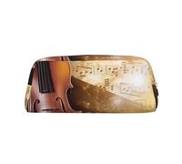 GDSHJKLW Piano Violin Music Notes Leather Pencil Case Large Capacity Pen Pouch,Zipper Makeup Bag For Women Men Travel Toiletry Bags Waterproof Cosmetic Bag Wide-Open Coin Pouch Purse, Silver, One Size