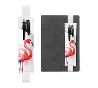 GDSHJKLW Pink Flamingo Watercolor Elastic Band Pen Holder Detachable Pu Leather Pen Sleeve Pouch Journal Pencil Holder Pencil Case Office Supplies Gift For Hardcover Journals Notebooks Planners