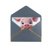 GDSHJKLW Pink Little Pig Greeting Card with Black Envelopes, 4x6 Thinking of You Cards Happy Birthday Wedding Invitation Blank Note Card for All Occasions