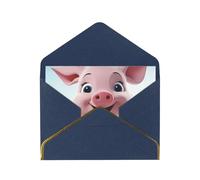 GDSHJKLW Pink Little Pig Greeting Card with Blue Envelopes, 4x6 Thinking of You Cards Happy Birthday Wedding Invitation Blank Note Card for All Occasions