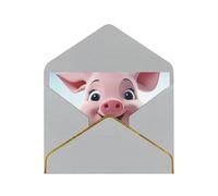 GDSHJKLW Pink Little Pig Greeting Card with Light Grey Envelopes, 4x6 Thinking of You Cards Happy Birthday Wedding Invitation Blank Note Card for All Occasions