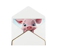 GDSHJKLW Pink Little Pig Greeting Card with White Envelopes, 4x6 Thinking of You Cards Happy Birthday Wedding Invitation Blank Note Card for All Occasions