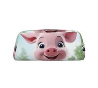 GDSHJKLW Pink Little Pig Leather Pencil Case Large Capacity Pen Pouch,Zipper Makeup Bag For Women Men Travel Toiletry Bags Waterproof Cosmetic Bag Wide-Open Coin Pouch Purse
