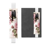 GDSHJKLW Pink Rose Floral Elastic Band Pen Holder Detachable Pu Leather Pen Sleeve Pouch Journal Pencil Holder Pencil Case Office Supplies Gift For Hardcover Journals Notebooks Planners