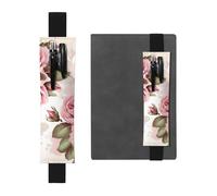 GDSHJKLW Pink Rose Floral Elastic Band Pen Holder Detachable Pu Leather Pen Sleeve Pouch Journal Pencil Holder Pencil Case Office Supplies Gift For Hardcover Journals Notebooks Planners