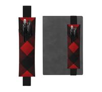 GDSHJKLW Plaid Red And Black Elastic Band Pen Holder Detachable Pu Leather Pen Sleeve Pouch Journal Pencil Holder Pencil Case Office Supplies Gift For Hardcover Journals Notebooks Planners