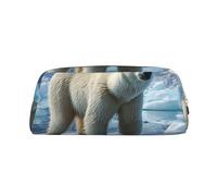 GDSHJKLW Polar Bear Ice Leather Pencil Case Large Capacity Pen Pouch,Zipper Makeup Bag For Women Men Travel Toiletry Bags Waterproof Cosmetic Bag Wide-Open Coin Pouch Purse, Gold, One Size