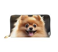 GDSHJKLW Pomeranian Dog Women Wallets Leather Zip Around Clutch Purses Waterproof Credit Card Holder With Phone Holder Ladies Travel Coin Purse
