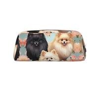 GDSHJKLW Pomeranians Pattern Leather Pencil Case Large Capacity Pen Pouch,Zipper Makeup Bag For Women Men Travel Toiletry Bags Waterproof Cosmetic Bag Wide-Open Coin Pouch Purse