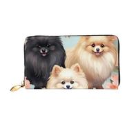 GDSHJKLW Pomeranians Pattern Women Wallets Leather Zip Around Clutch Purses Waterproof Credit Card Holder With Phone Holder Ladies Travel Coin Purse