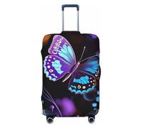 GDSHJKLW Purple Butterfly And Flowers Travel Luggage Cover Suitcase Protector Washable Elastic Suitcase Cover Anti-Scratch Luggage Protector Travel Suitcase Baggage Cover Fits 18-32 Inch Suitcase