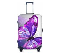 GDSHJKLW Purple Butterfly Travel Luggage Cover Suitcase Protector Washable Elastic Suitcase Cover Anti-Scratch Luggage Protector Travel Suitcase Baggage Cover Fits 18-32 Inch Suitcase, Black, S