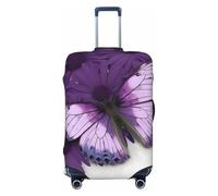 GDSHJKLW Purple Butterfly Travel Luggage Cover Suitcase Protector Washable Elastic Suitcase Cover Anti-Scratch Luggage Protector Travel Suitcase Baggage Cover Fits 18-32 Inch Suitcase, Black, S