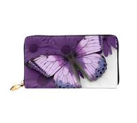 GDSHJKLW Purple Butterfly Women Wallets Leather Zip Around Clutch Purses Waterproof Credit Card Holder With Phone Holder Ladies Travel Coin Purse