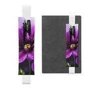 GDSHJKLW Purple Flower Elastic Band Pen Holder Detachable Pu Leather Pen Sleeve Pouch Journal Pencil Holder Pencil Case Office Supplies Gift For Hardcover Journals Notebooks Planners